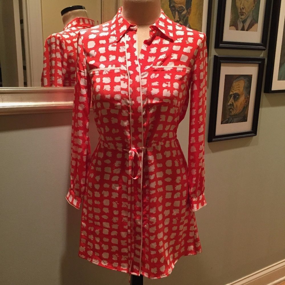 The Letter Trimmed Silk Two Pocket Shirt Dress S - Picture 2 of 8
